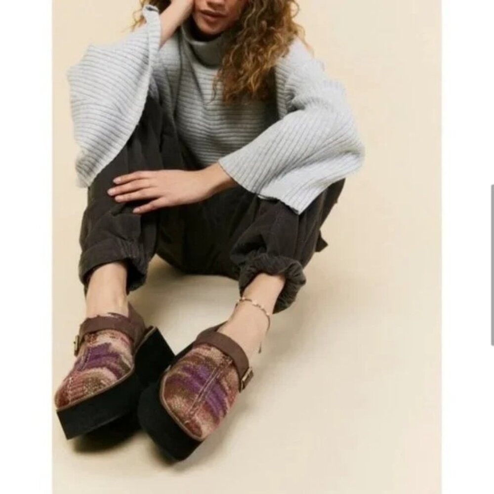 Free People Astrid Platform Clogs Mule in Mulberry Mix - Women's Size 11 US New - Picture 7 of 7